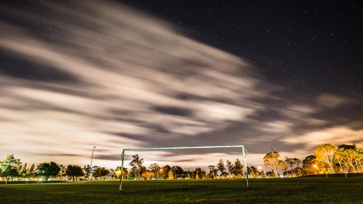 The all-weather pitch under its new lights